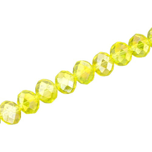 10 X 8 MM CRYSTAL RONDELLE  BEADS YELLOW AB - APPROX 72 / PCS