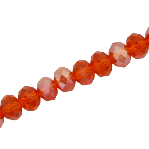 10 X 8 MM CRYSTAL RONDELLE  BEADS DARK ORANGE AB - APPROX 72 / PCS