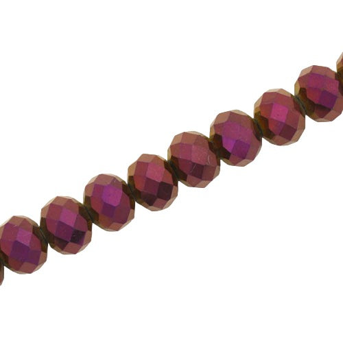 10 X 8 MM CRYSTAL RONDELLE  BEADS METALLIC PLUM - APPROX 72 / PCS