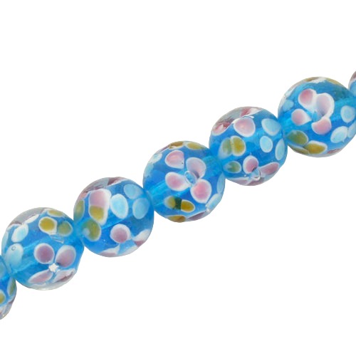 12 MM ROUND GLASS LAMPWORK BEADS AQUA - 25 PCS