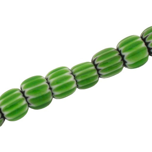 6 MM GLASS BEADS WHITE/GREEN - APPROX 65 PCS
