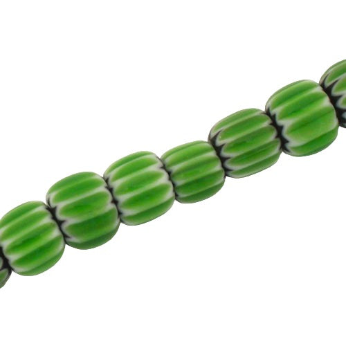 6 MM GLASS BEADS WHITE/GREEN - APPROX 65 PCS