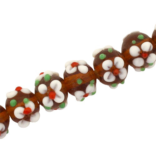 12 MM GLASS LAMPWORK BEADS BROWN - 30 PCS