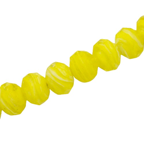 12 X 9 MM GLASS RONDELLE BEADS YELLOW - 45 PCS