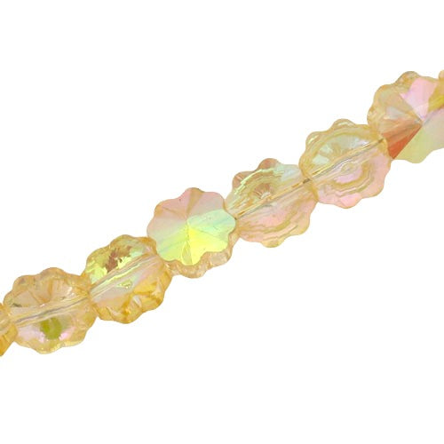 7.5 MM CRYSTAL FLOWERS LIGHT AMBER AB - 100 PCS