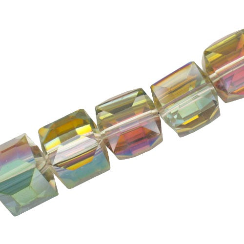 12 MM CRYSTAL CUBE BEADS RAINBOW - 50 PCS