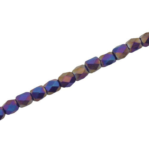 4 MM FACETED CRYSTAL BEADS ROYAL BLUE AB - APPROX 100 PCS