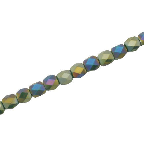 4 MM FACETED CRYSTAL BEADS GREEN AB - APPROX 100 PCS