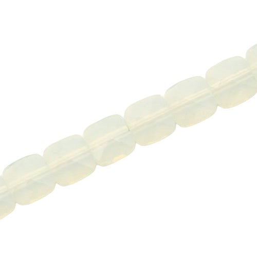 6 MM FLAT SQUARE GLASS BEADS OPALITE - 100 PCS
