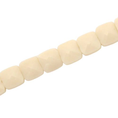 6 MM FLAT SQUARE GLASS BEADS CREAM - 100 PCS