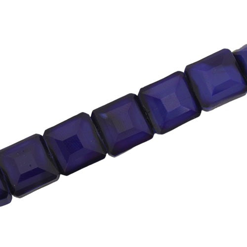 12 MM FLAT SQUARE GLASS BEADS ROYAL BLUE - 50 PCS