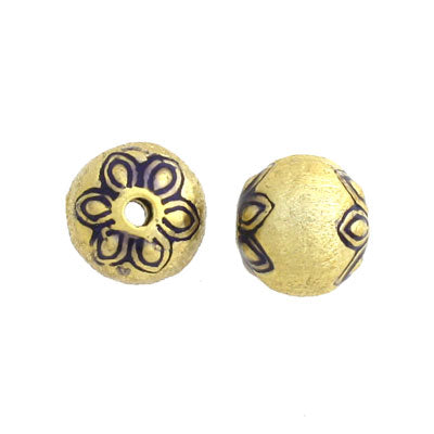10 mm Sterling Silver Bead with Gold Brushed Finish - 1 pc