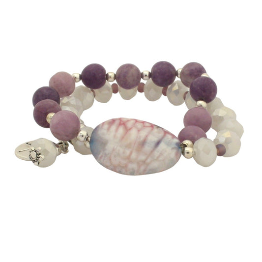 AGATE - LEPIDOLITE AND CRYSTAL BRACELET KIT