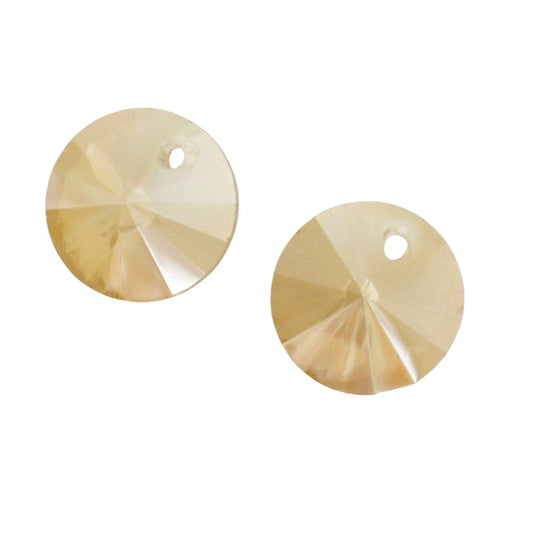 12 MM TOP DRILLED CRYSTAL DISC BEADS GOLDEN SHADOW - 7 PCS