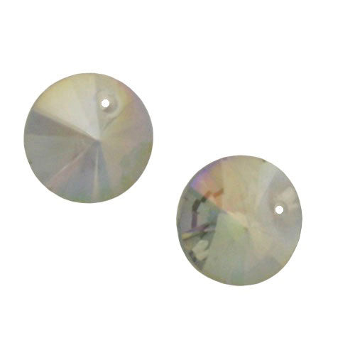 12 MM TOP DRILLED CRYSTAL DISC BEADS SMOKY VITRAIL - 7 PCS