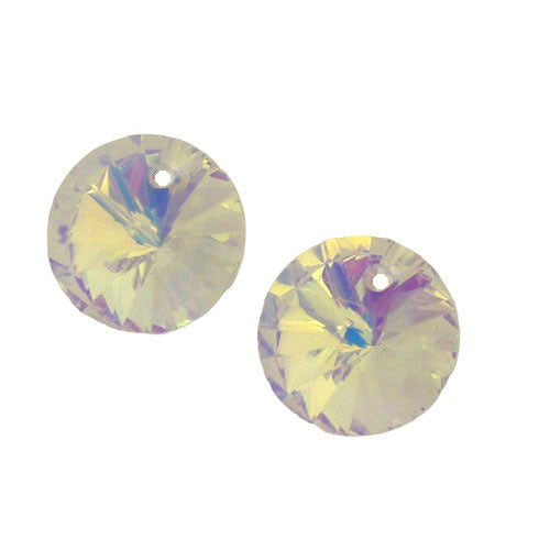 12 MM TOP DRILLED CRYSTAL DISC BEADS AB - 7 PCS