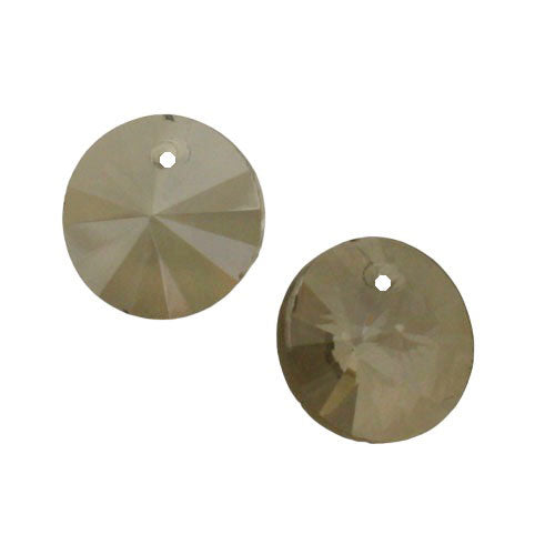 12 MM TOP DRILLED CRYSTAL DISC BEADS BLACK DIAMOND - 7 PCS