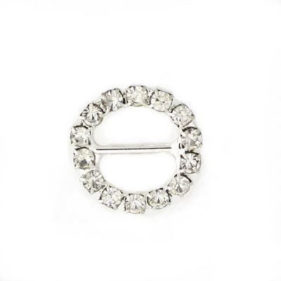 15 mm Round Silver / Clear Buckle - 3 pcs