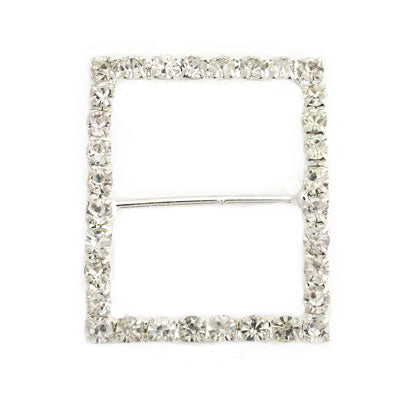 30 x 25 mm Rectangle Silver / Clear Buckle - 2 pcs