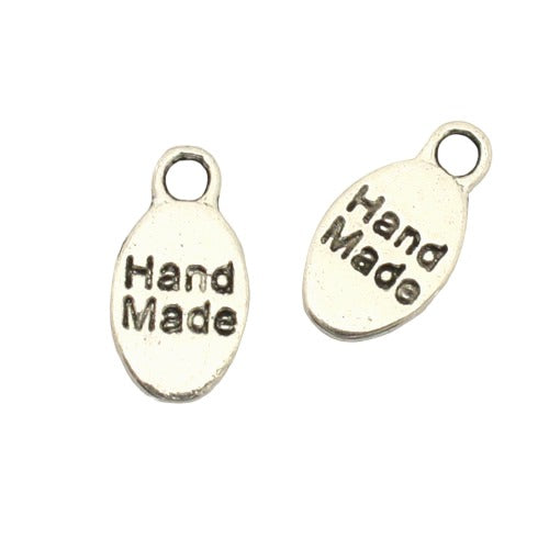 HAND MADE CHARM 15 X 8 MM SILVER - 20 PCS
