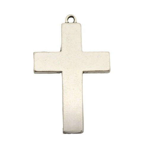 CROSS CHARM 42 X 27 MM SILVER - 5 PCS