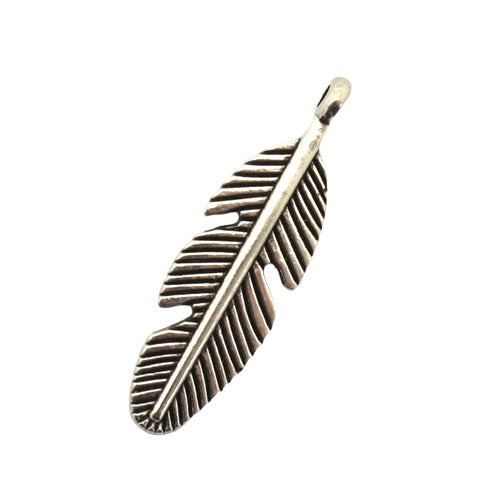 LEAF CHARM 28 X 8 MM SILVER - 15 PCS