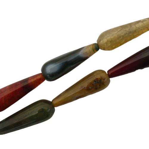 AGATE TEARDROP MULTI COLOUR 31 X 10 MM - 13 PCS