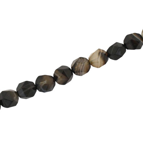 BROWN AGATE 8 MM FACETED ROUND BEADS - APPROX 48 PCS