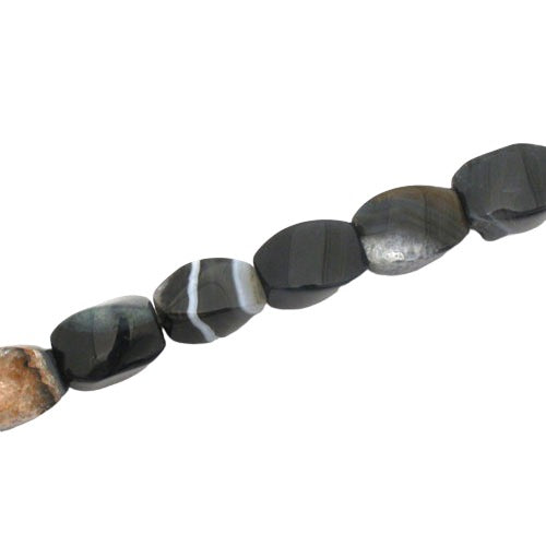 AGATE 12 X 9 MM BLACK LINED - APPROX 32 PCS