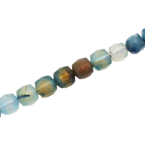 AGATE 7 MM FACETED CUBE ORANGE/BLUES - APPROX 45 PCS
