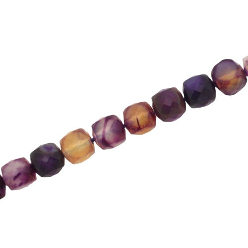 AGATE 7 MM FACETED CUBE PURPLE - APPROX 45 PCS