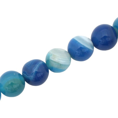 AGATE 12 MM ROUND BLUE - APPROX 33 PCS