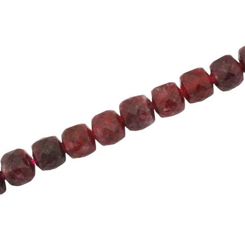 RED QUARTZ 8 MM FACETED CUBE BEADS - APPROX 45 PCS