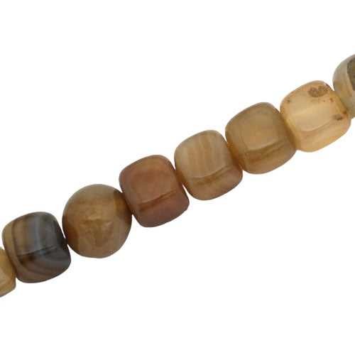 AGATE APPROX 10 MM CUBE BEADS MIX BROWNS - APPROX 38 PCS