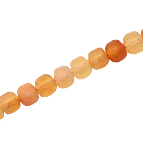 CARNELIAN 7 MM FACETED CUBE BEADS - APPROX 50 PCS