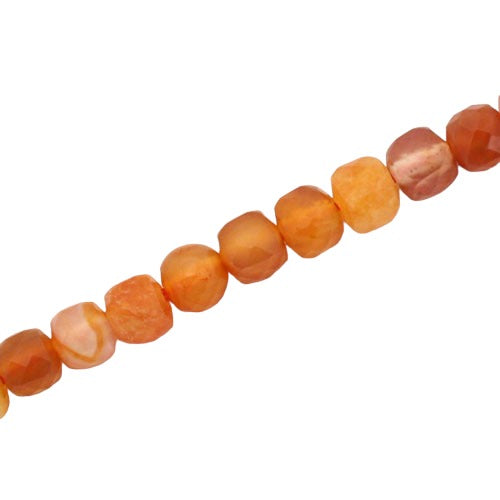 CARNELIAN 6 MM FACETED CUBE BEADS - APPROX 61 PCS