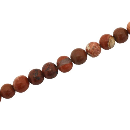 RED JASPER 6 MM ROUND BEADS - APPROX 62 PCS