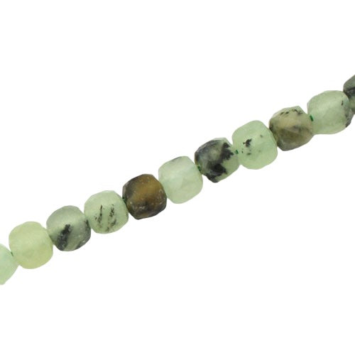 PREHNITE 6 MM FACETED CUBE BEADS - APPROX 60 PCS