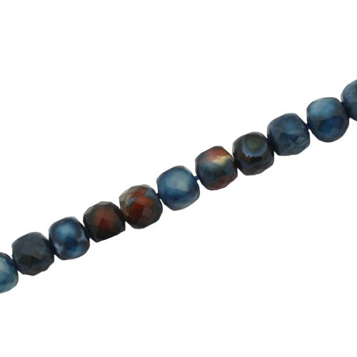 AGATE 6 MM CUBE BEADS BLUE RED - APPROX 60 PCS