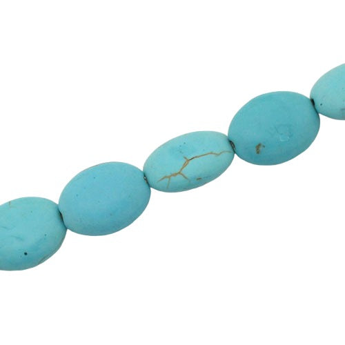 BLUE HOWLITE 15 X 12 MM FLAT OVAL BEADS - APPROX 26 PCS