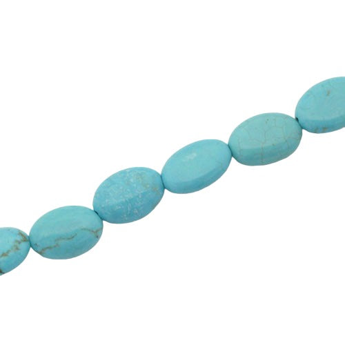 BLUE HOWLITE 13 X 9 MM FLAT OVAL BEADS - APPROX 29 PCS