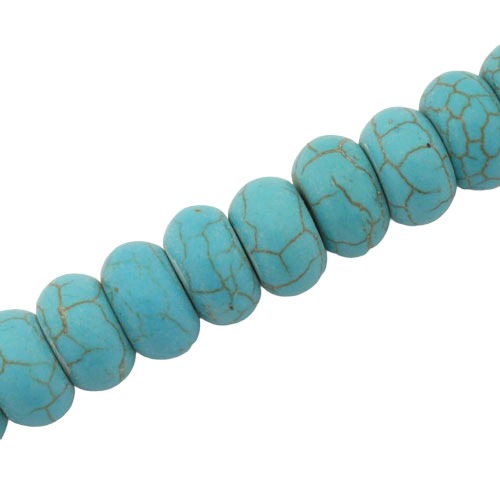 BLUE HOWLITE 12 X 7 MM BEADS - APPROX 60 PCS