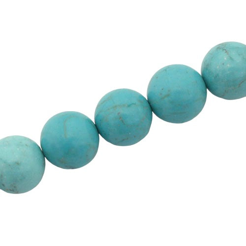 BLUE HOWLITE 14 MM ROUND BEADS - APPROX 28 PCS