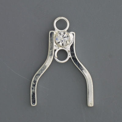 23 mm Silver with Clear Rhinestone Hanger - 1 pc