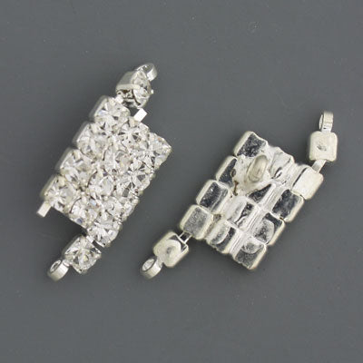 22 x 8 mm Silver with Clear Rhinestone - 1 pc