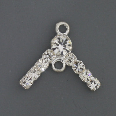 13 mm Silver with Clear Rhinestones Hanger - 1 pc