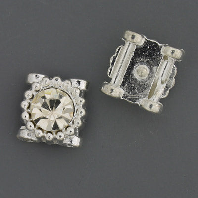 9 mm Silver with Clear Rhinestone Spacer - 6 pcs
