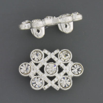 20x13mm Silver diamante 2 Hole Slider 1pc