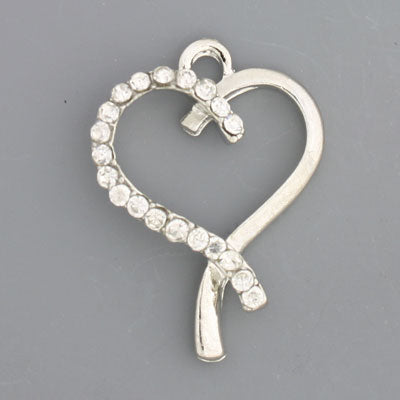 HEART DIAMANTE CHARM 26 MM SILVER - 1 PC