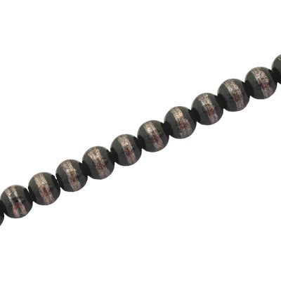 4 MM ROUND GLASS BEADS BLACK / GREY LINED - 205 PCS